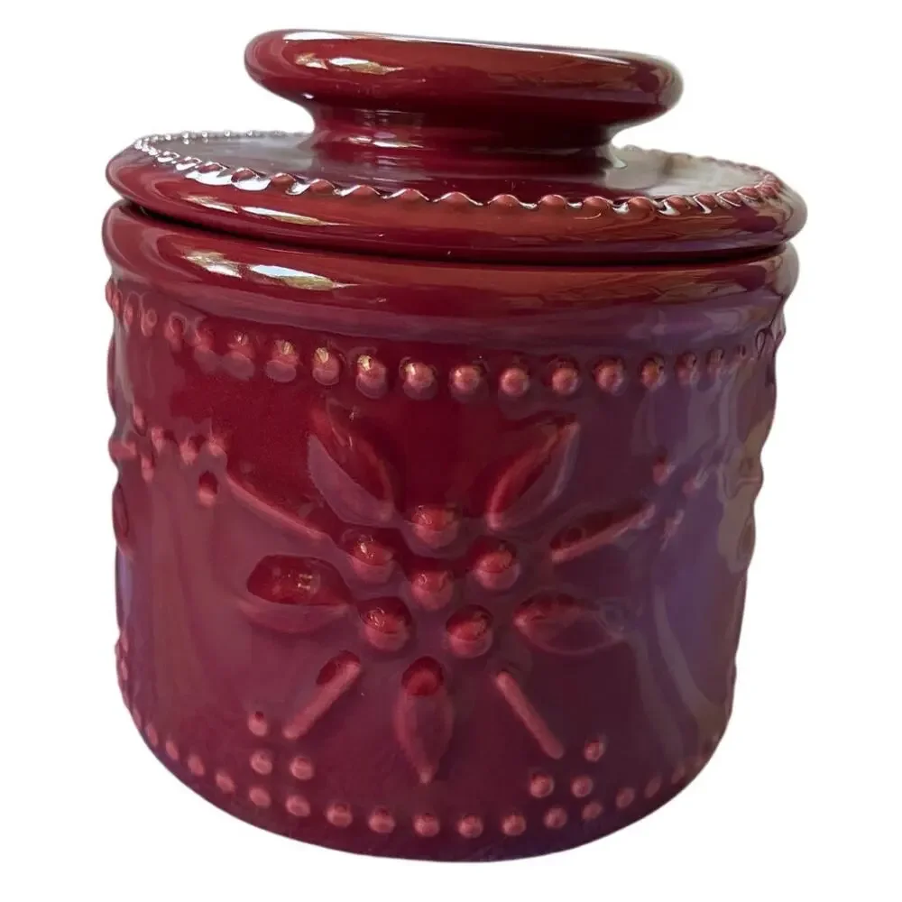 Temp-tations Butter Keeper Crock Old World Ceramic Stoneware